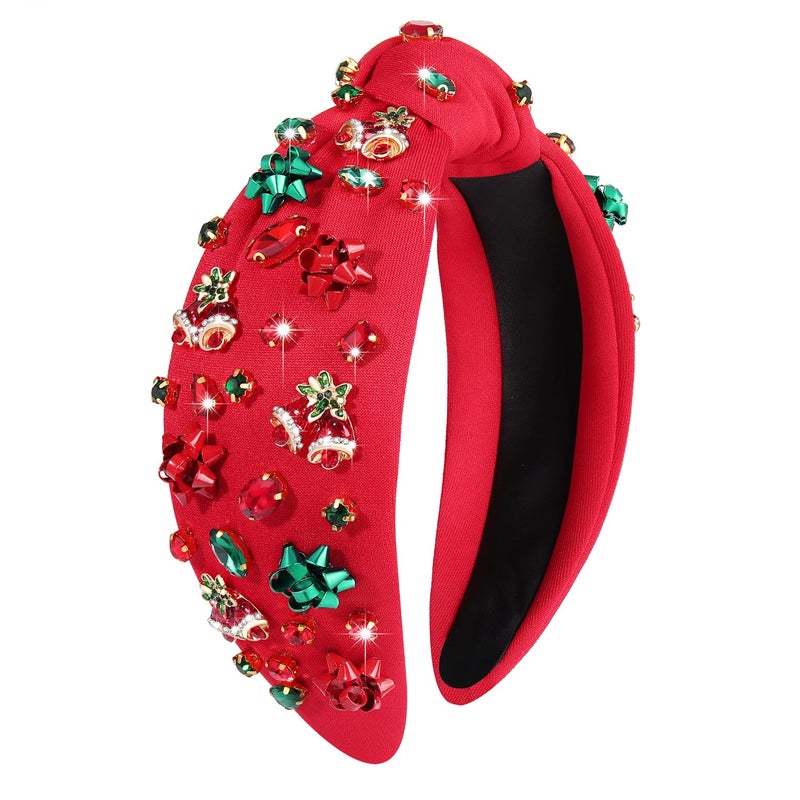 MOLOCH Christmas Headband for Women Christmas Tree Bow Snowflake Knotted Headband Jeweled Crystal Xmas Head Band Xmas Decorations Gifts - Image 1